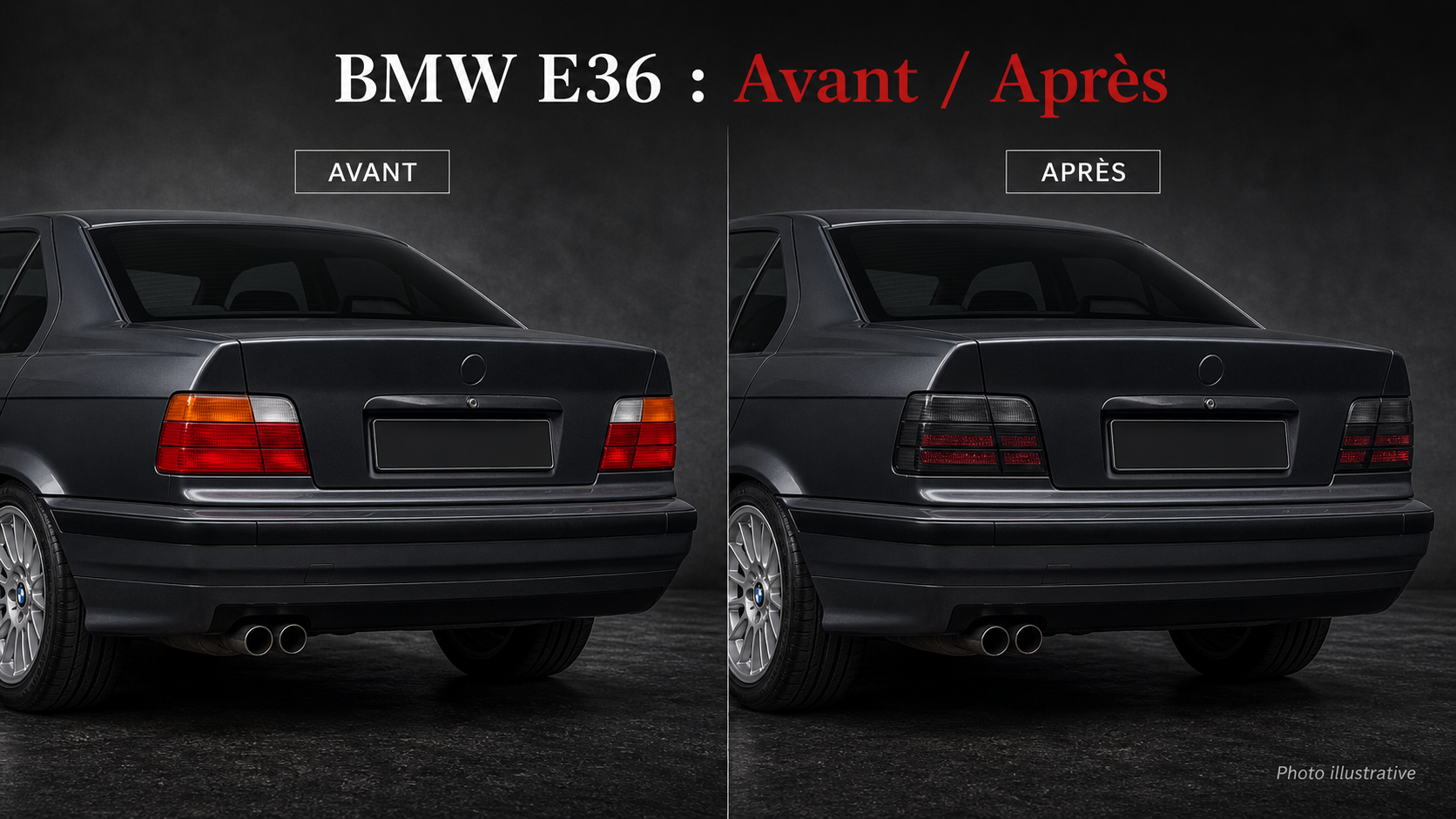 Feux arrière BMW E36 fumés : style plus sportif