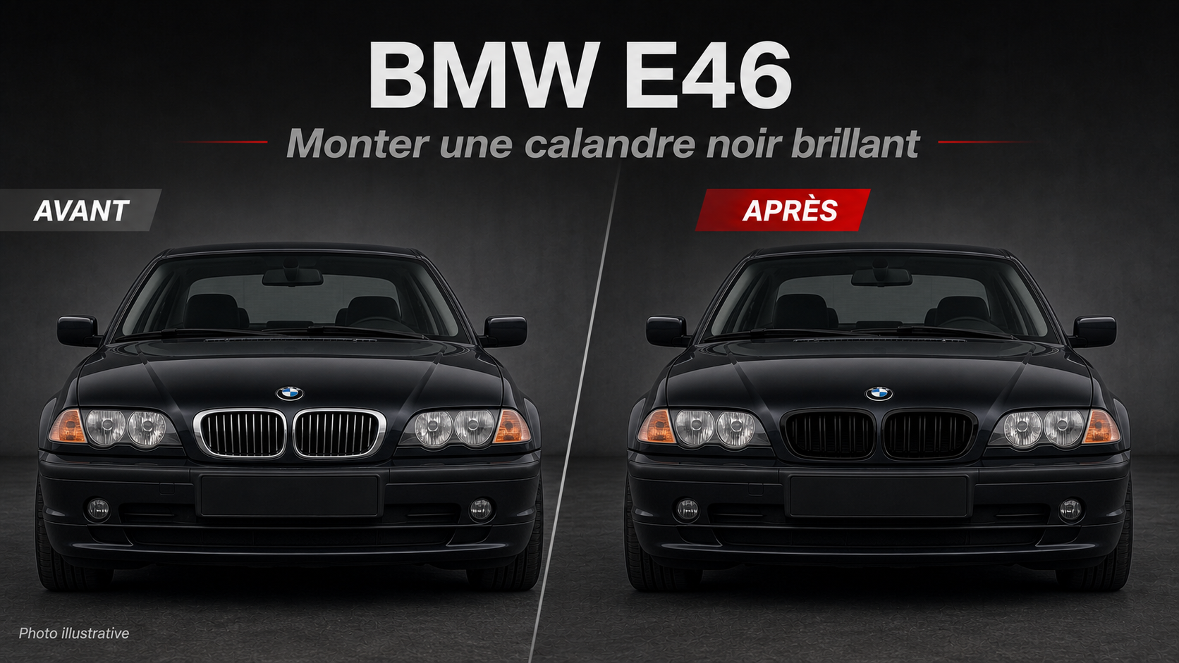 BMW E46 montage calandre noir brillant German Tuning