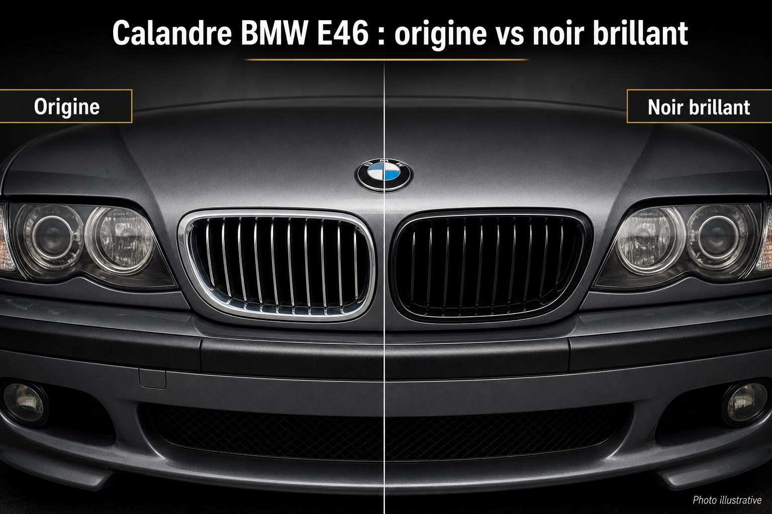 Comparatif calandre BMW E46 origine et calandre noir brillant