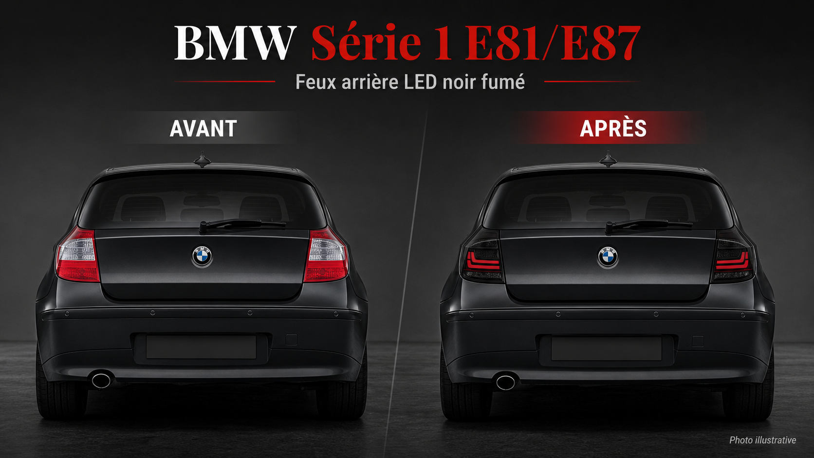BMW Série 1 E81 E87 feux arrière LED noir fumé German Tuning