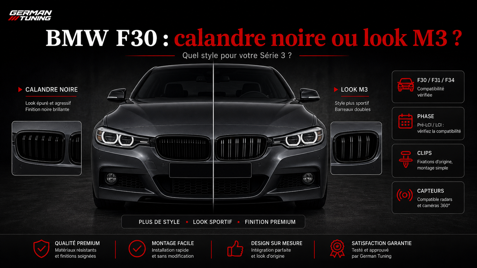 BMW F30 calandre noire ou look M3 German Tuning