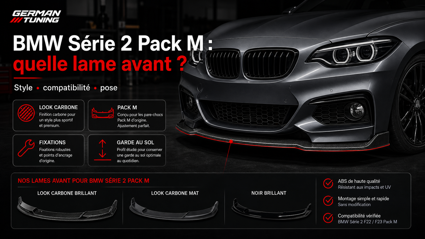BMW Série 2 Pack M quelle lame avant choisir German Tuning