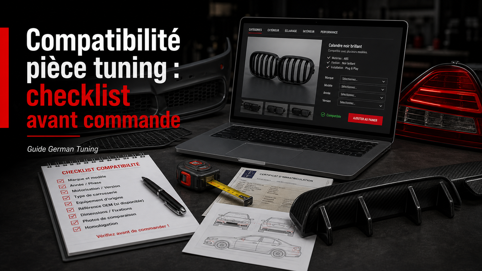 Checklist compatibilité pièce tuning avant commande German Tuning