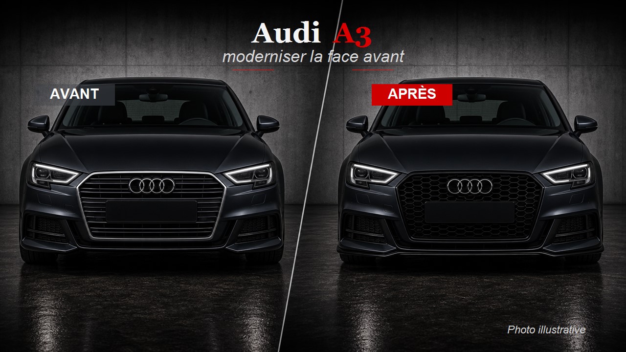 Audi A3 : moderniser la face avant avec une calandre noire