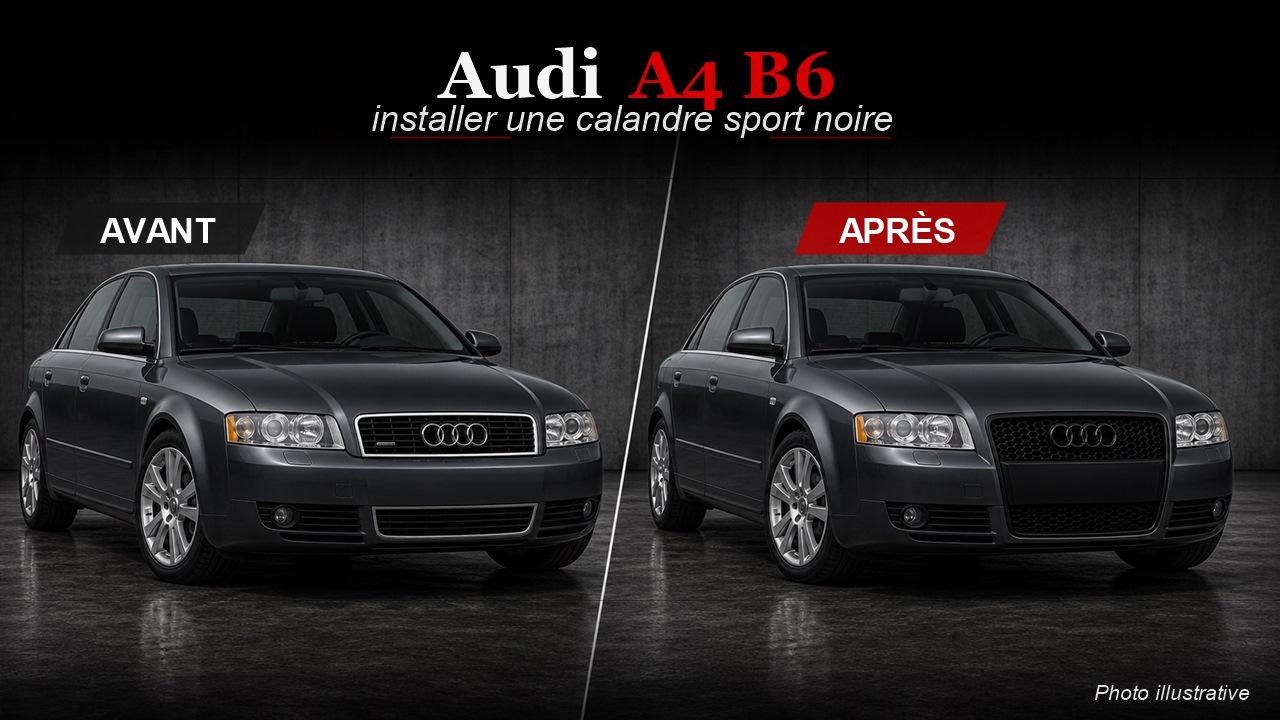 Comment installer une calandre Audi A4 B6 8E noire ?