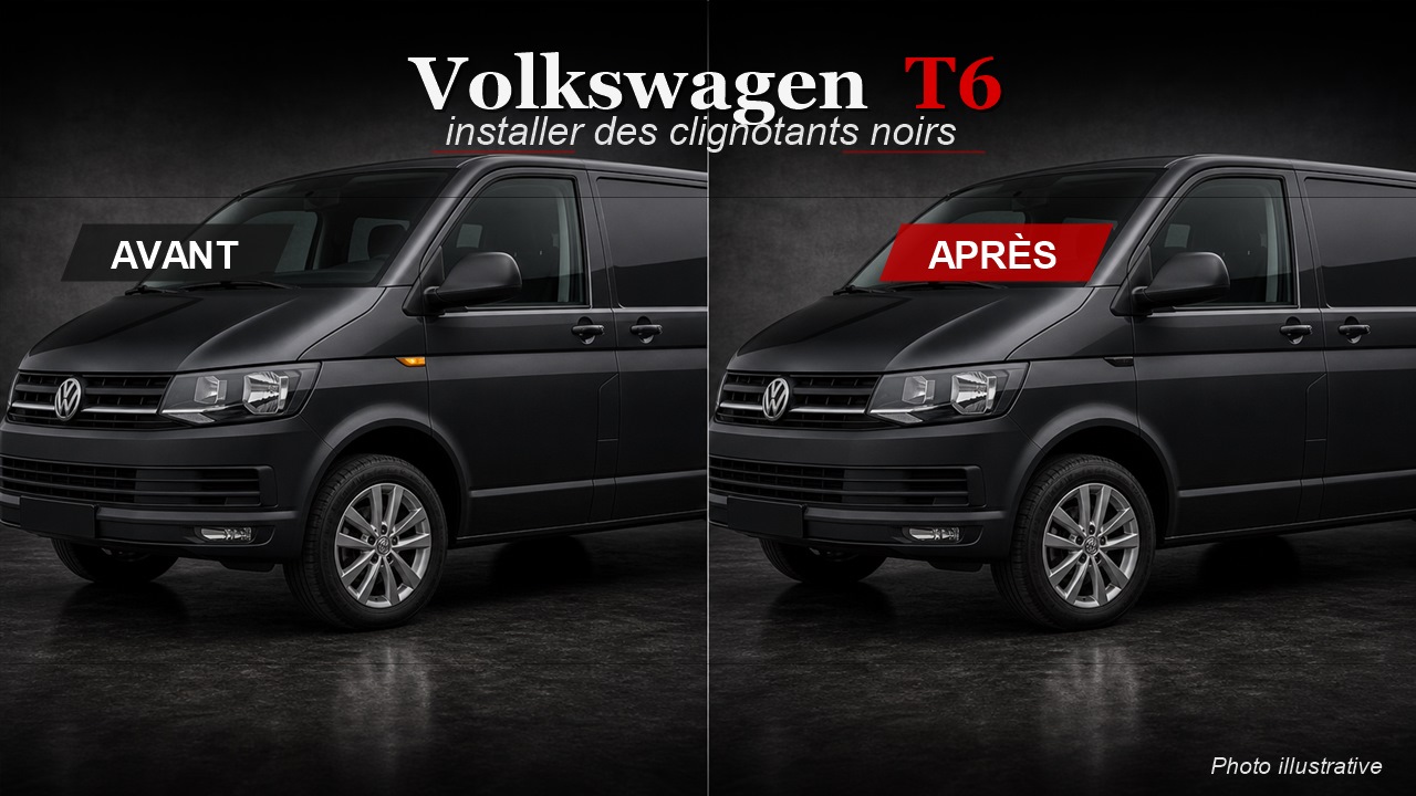 Volkswagen Transporter T6 avant après clignotants noirs German Tuning