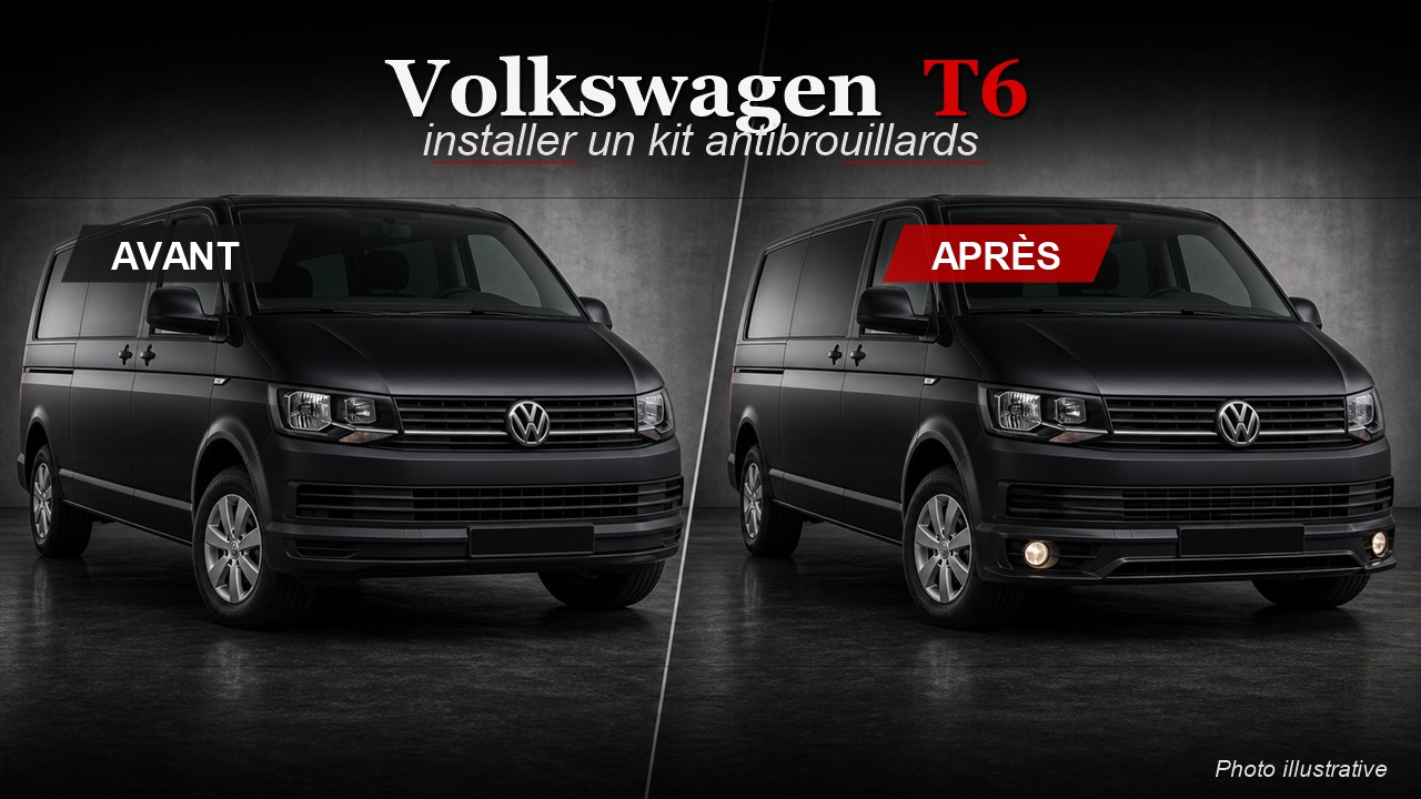 Volkswagen Transporter T6 avant après antibrouillards German Tuning