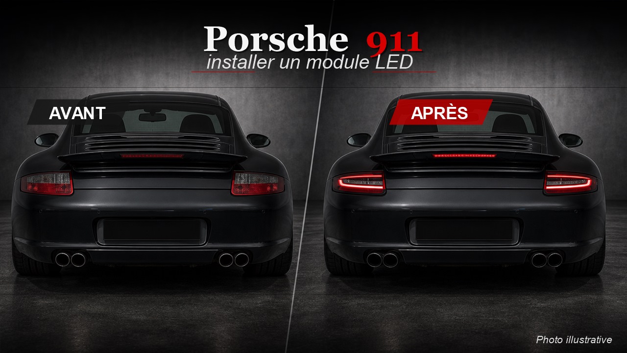 Porsche 911 avant après module LED German Tuning