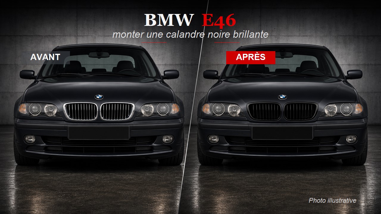 Comment monter une calandre BMW E46 noir brillant ?