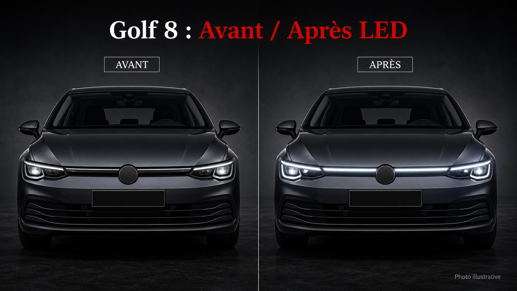 Volkswagen Golf 8 avant après module LED German Tuning