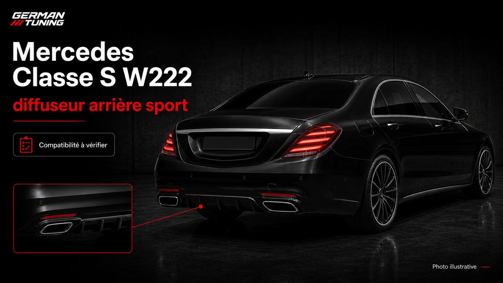Mercedes Classe S W222 diffuseur arrière sport German Tuning