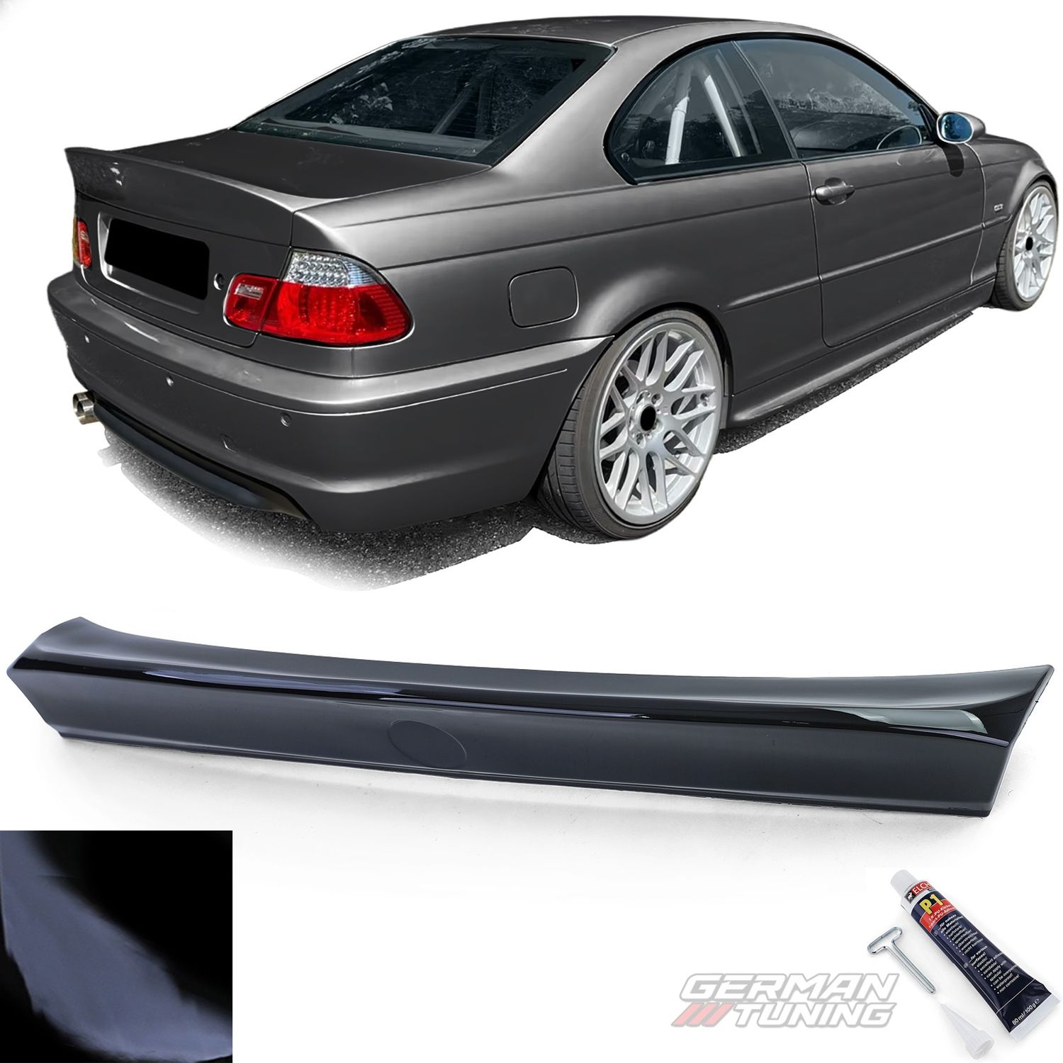 Spoiler BMW E46 Coupé : finition Performance noir brillant