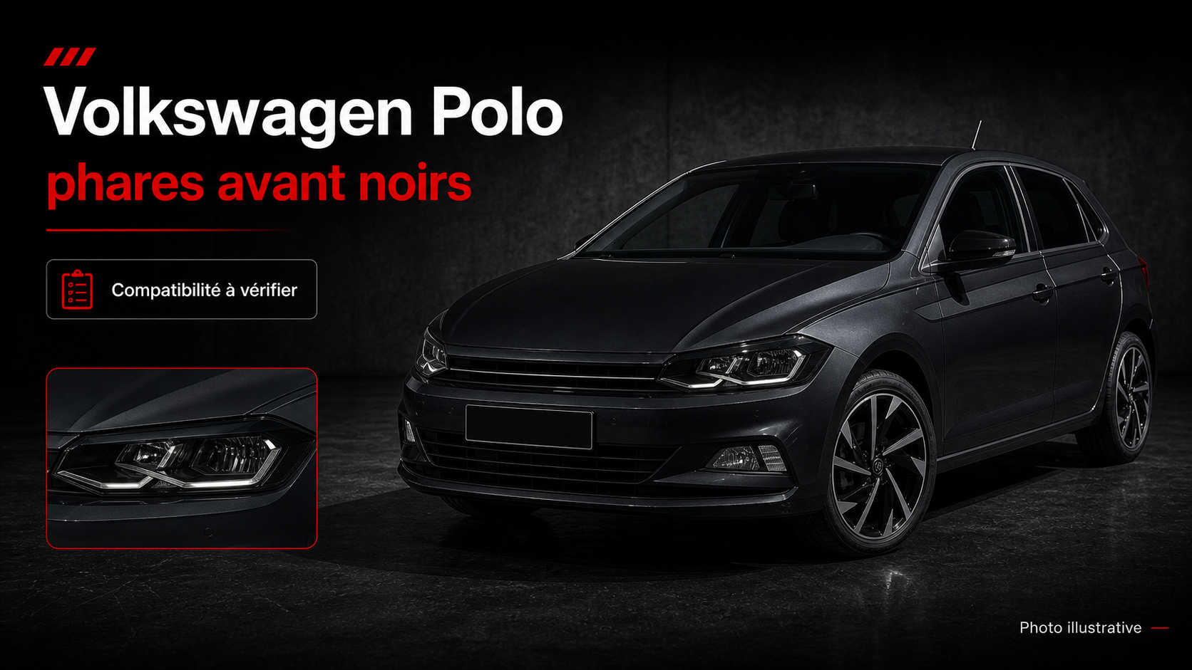 Volkswagen Polo phares avant noirs German Tuning