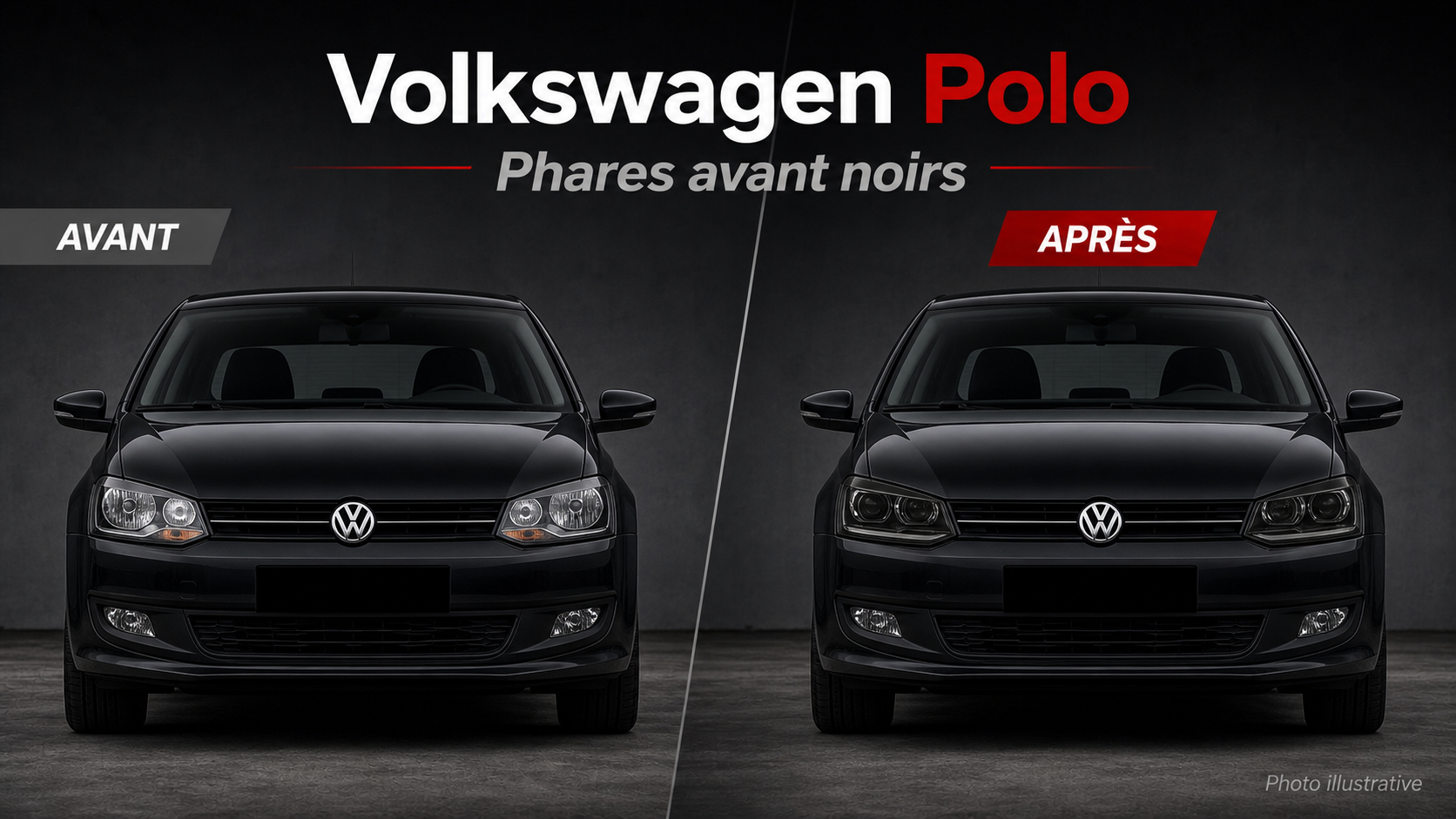 Volkswagen Polo phares avant noirs German Tuning